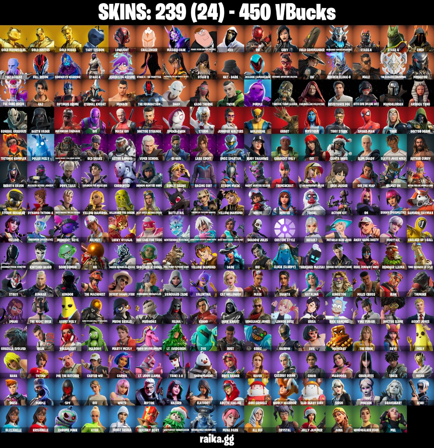 239 skins Gold Midas Leviathan Axe Lara croft e muitas skins 450 vb
