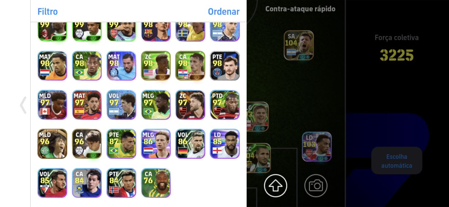 Conta braba de Efootball com 3229 de força.