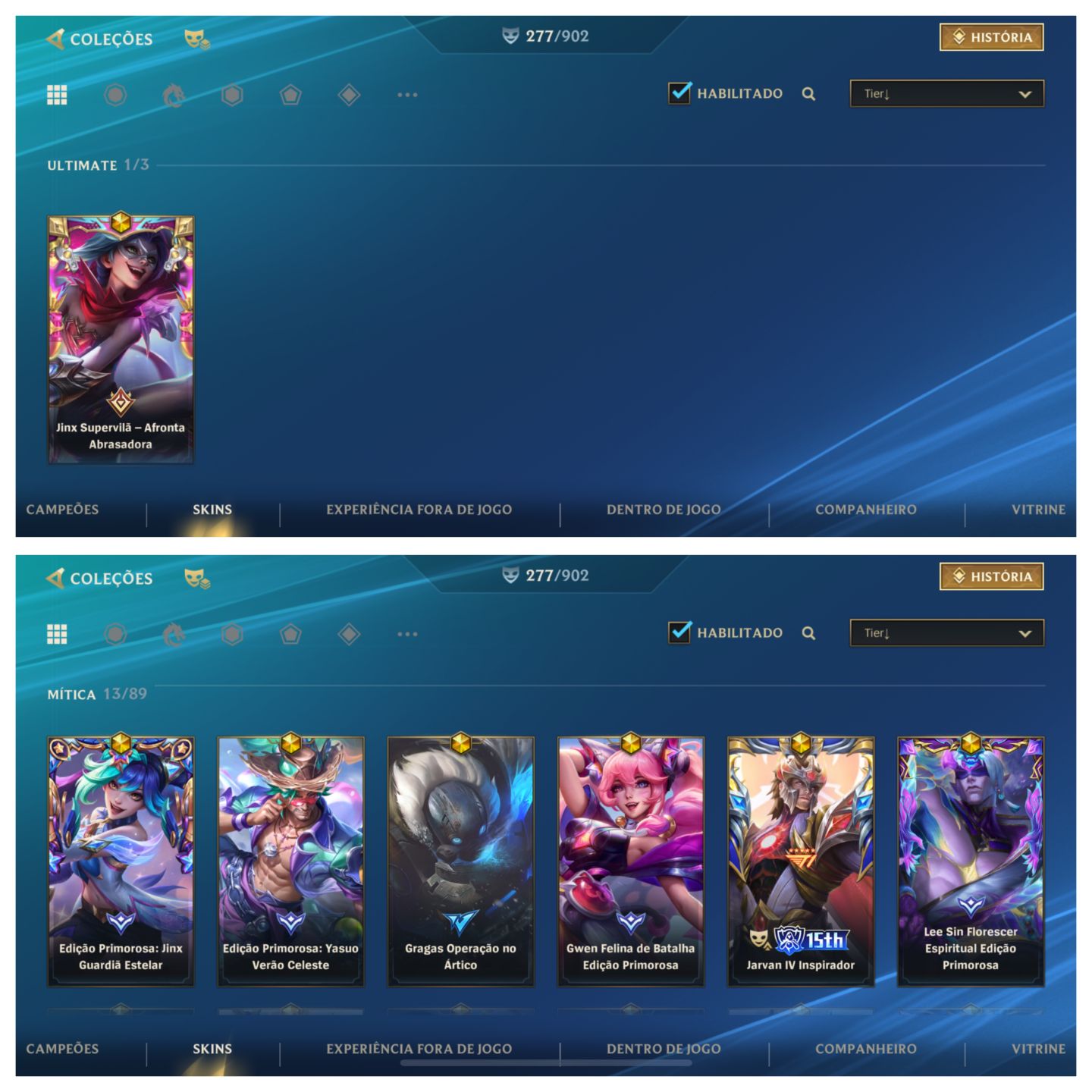CONTA RECHEADA DE SKINS MITICAS!!! (FULL YASUO)