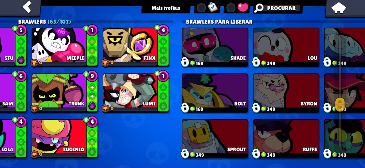 Conta de Bralw Stars (154 SKINS, conta antiga criada a 2019 e 22k de troféu)