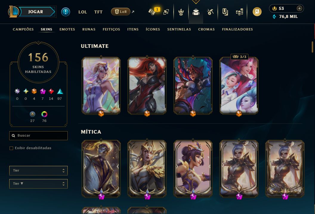 CONTA VALORANT 26 SKINS - 3 PACOTES e LEAGUE OF LEGENDS COM 156 SKINS