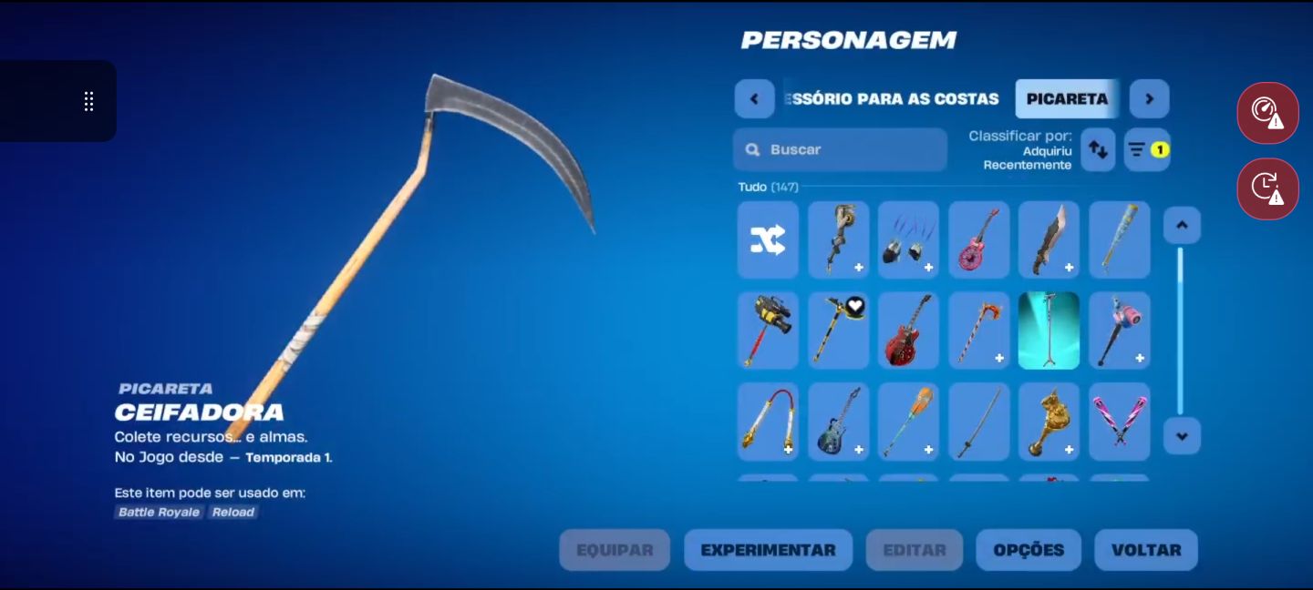 Conta excelente de fortnite, com skins tryhards, picaretas tryhards, 1000 vbucks