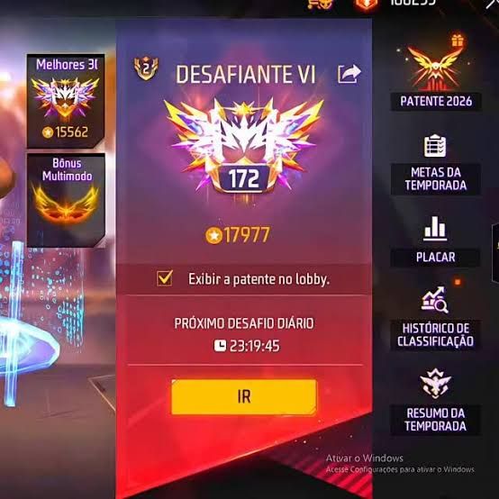 UPO RAPIDAMENTE SUA PATENTE NO FREE FIRE / LVL DO PASSE