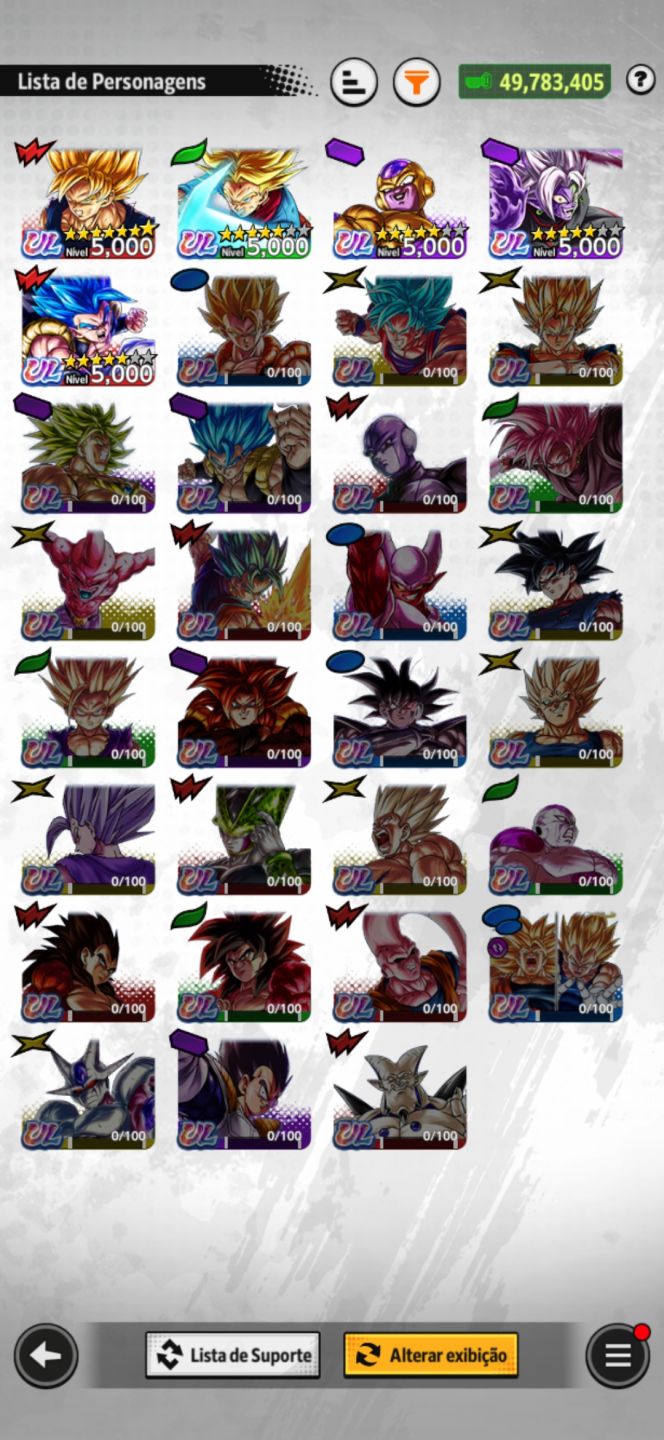 Conta dragon ball legends com vários personagens