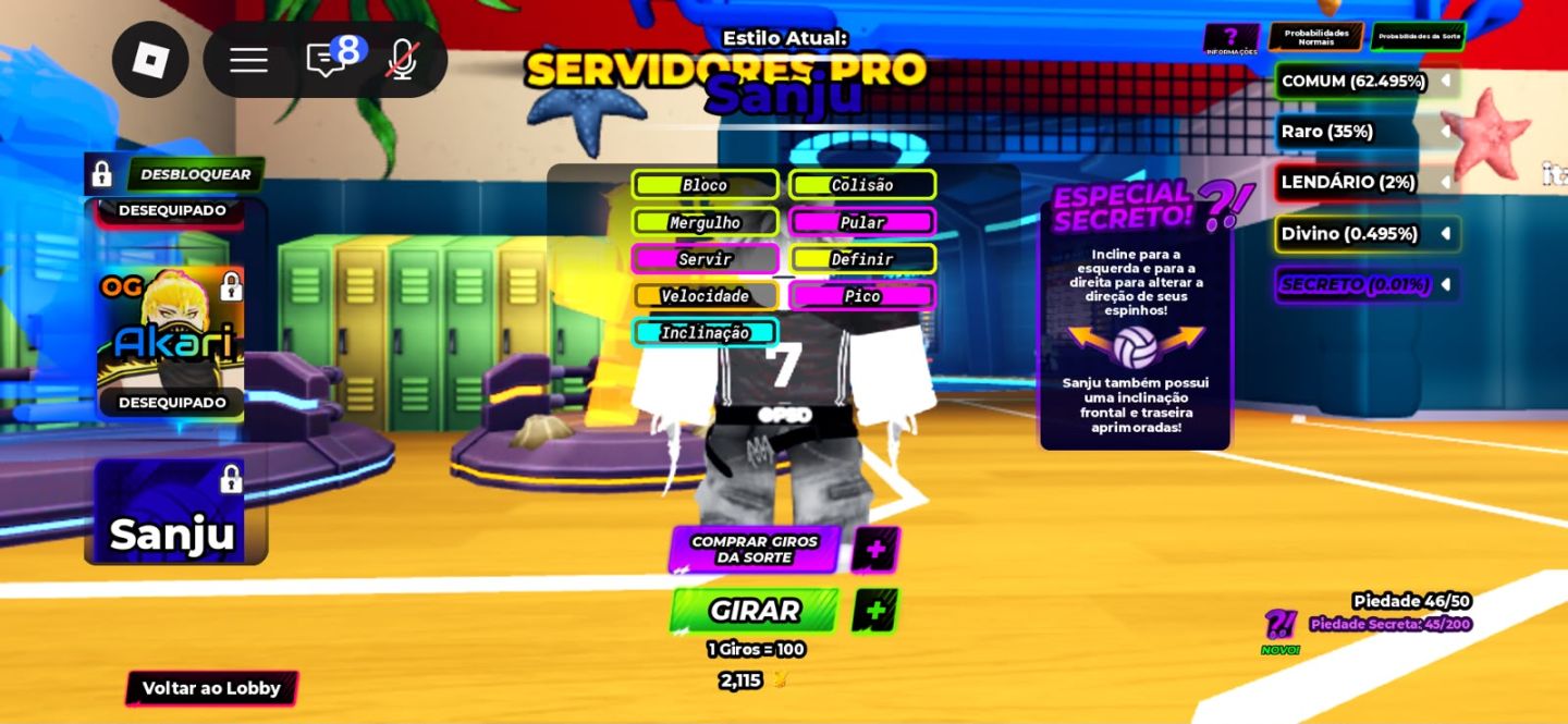 Conta de roblox volleybol legends