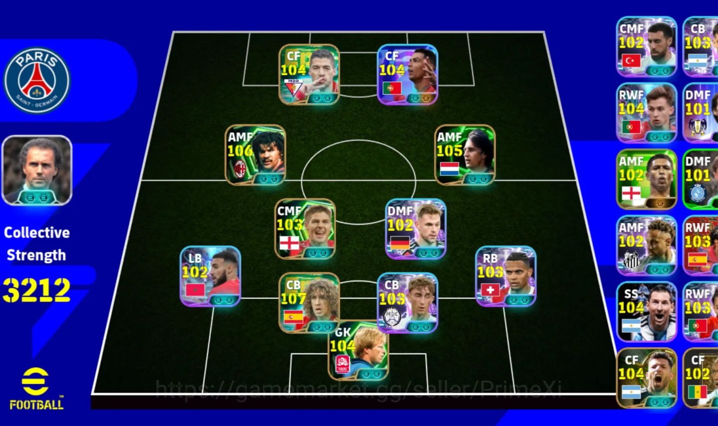 EFOOTBALL 3212 FC | PUYOL 107 | GULLIT 106 | CRUYFF 105 | CR7 104 | SUÁREZ 104