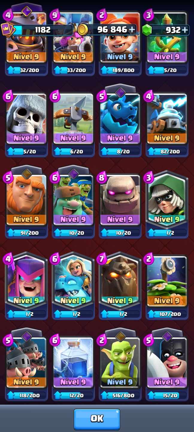 Conta Clash Royale (5596 troféus/arena 16)