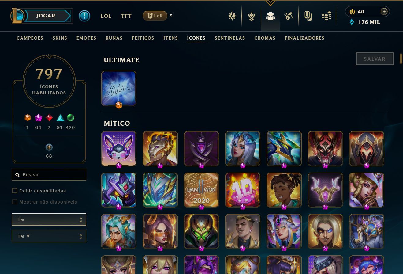 Conta de lol com 1807 skins com bastante skins e-mail de criação full dados