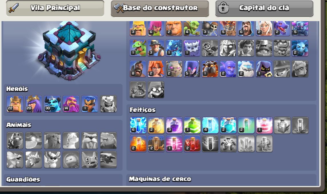 Conta Clash of Clans, centro de vila semi full