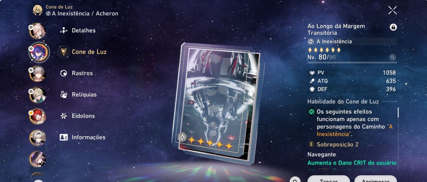 Conta Honkai Star Rail Acheron E2S2 + Tribbe E0S1 + 11k de Jades Plus End Game