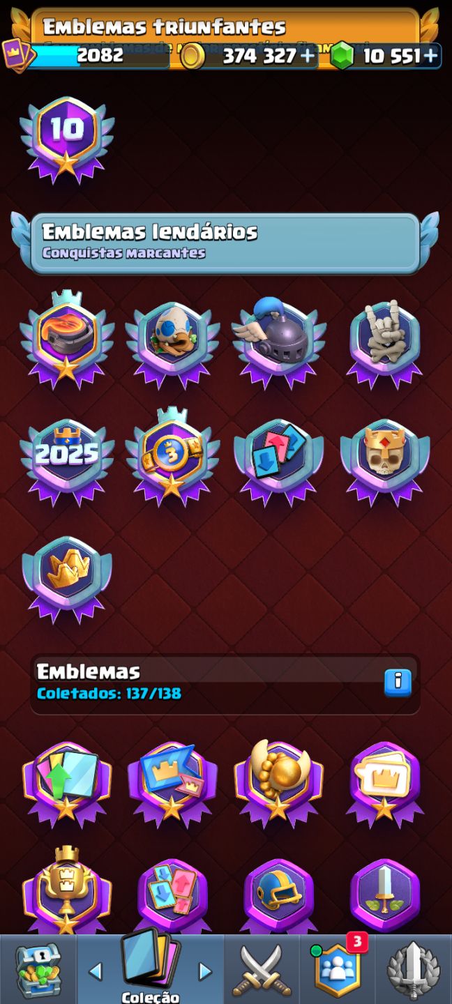 Conta ÉPICA: - 10 anos -10K gem's -BARALHO Nível 2130