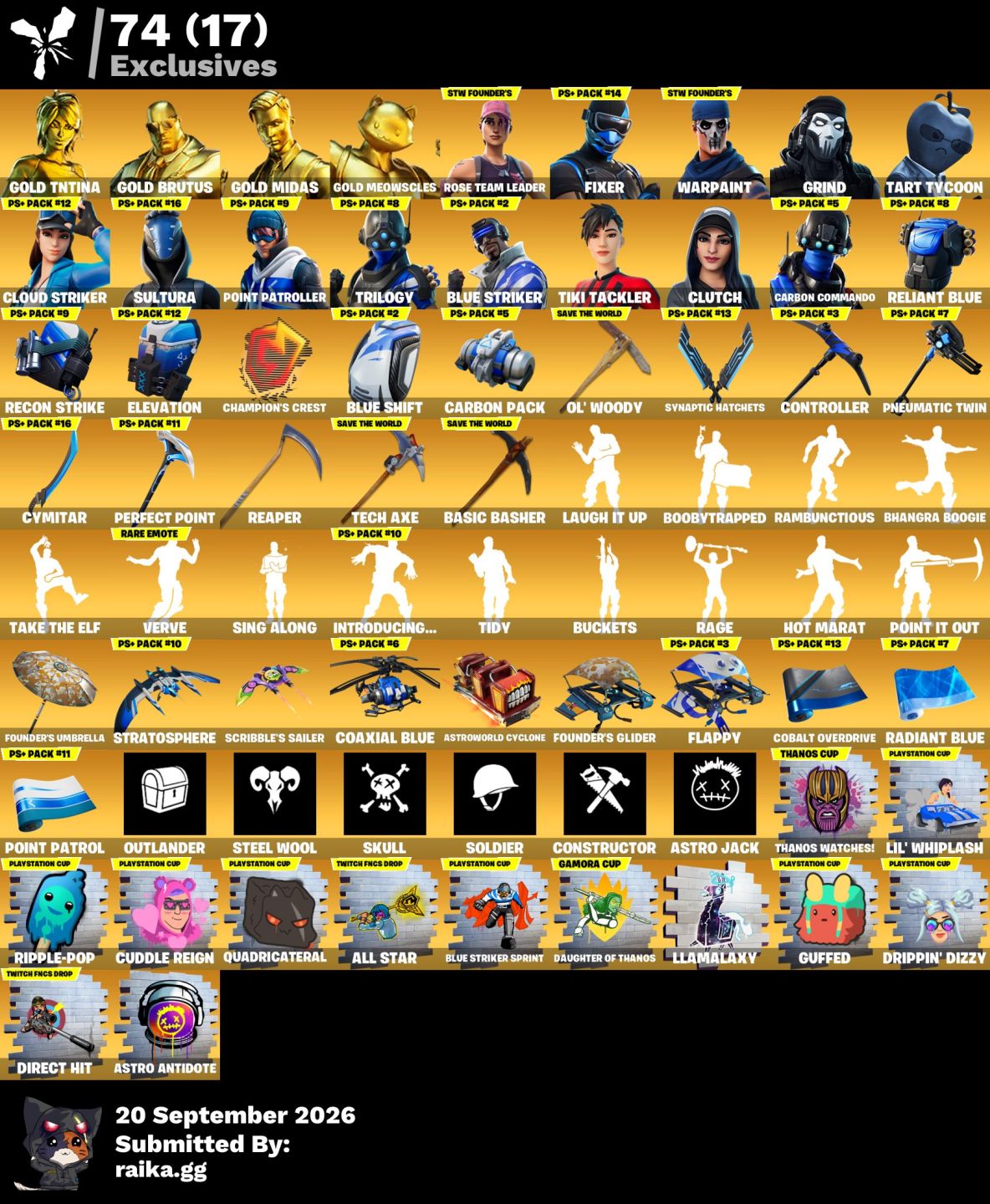 [PS/XBOX/PC] CONTA FORTNITE SALVE O MUNDO OG + 282 SKINS