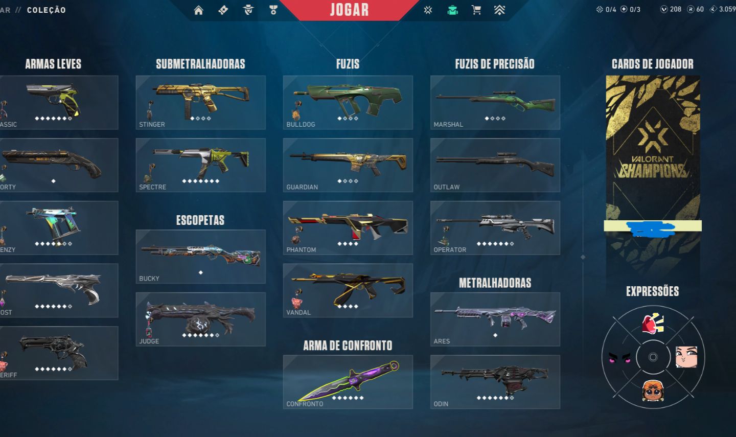 Conta valorant faca lock-in/ vandal champs 23/ phantom champs 22/ + skins
