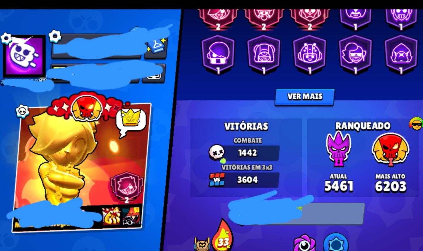 Conta brawl: 34k trofeus bem upada em recursos