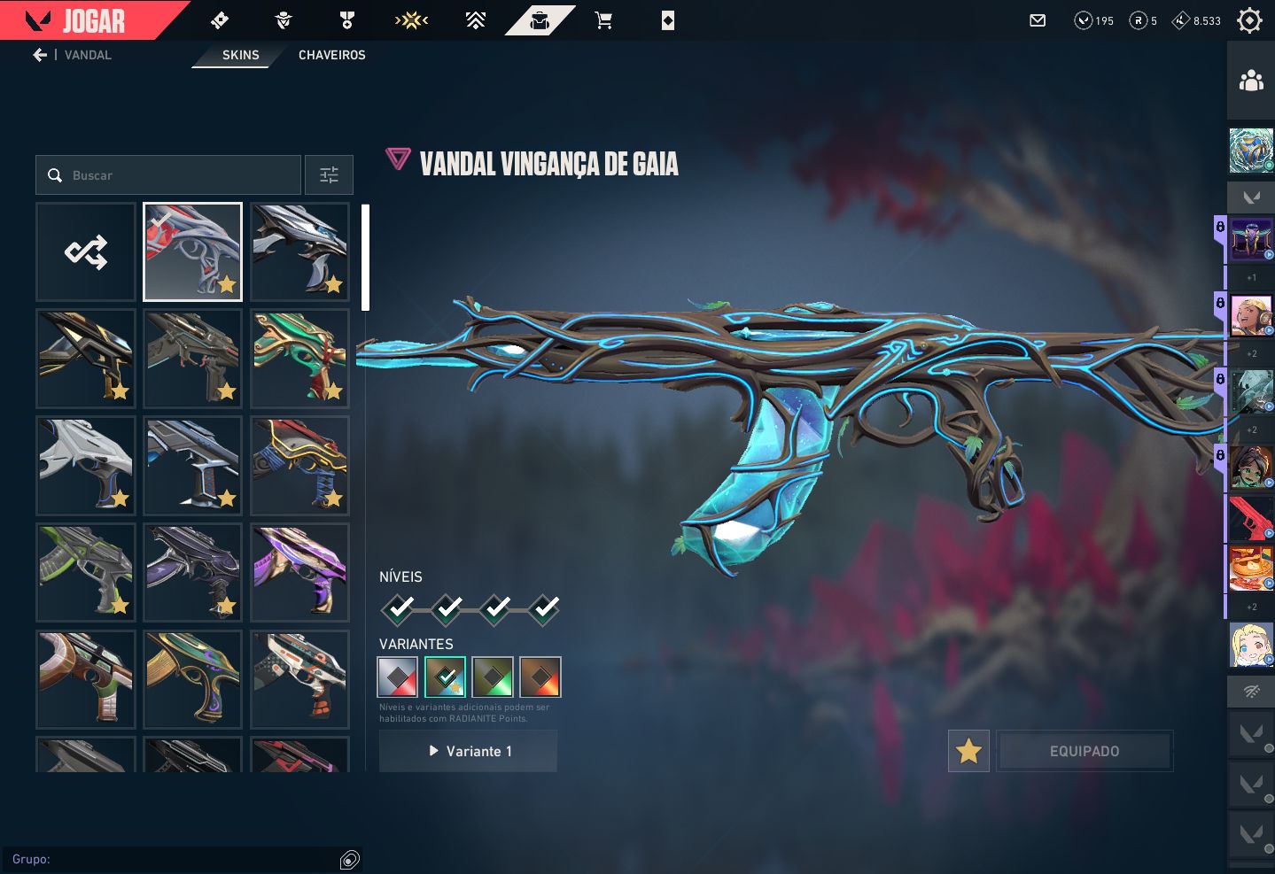 Conta Valorant, diversas skins de valndal