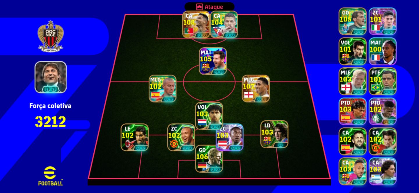 2 CONTAS eFOOTBALL | 3195 + 3212 FORÇA | MESSI, CR7 108, BELLINGHAM 107