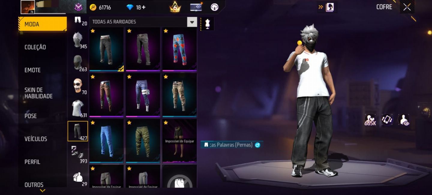 Conta de free fire a venda com várias skins!!!