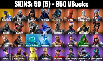 CONTA FORTNITE COM 59 SKINS BLUE STRIKER/TROG/REDLINE/EMBER/ZENITH/RAGNAROK