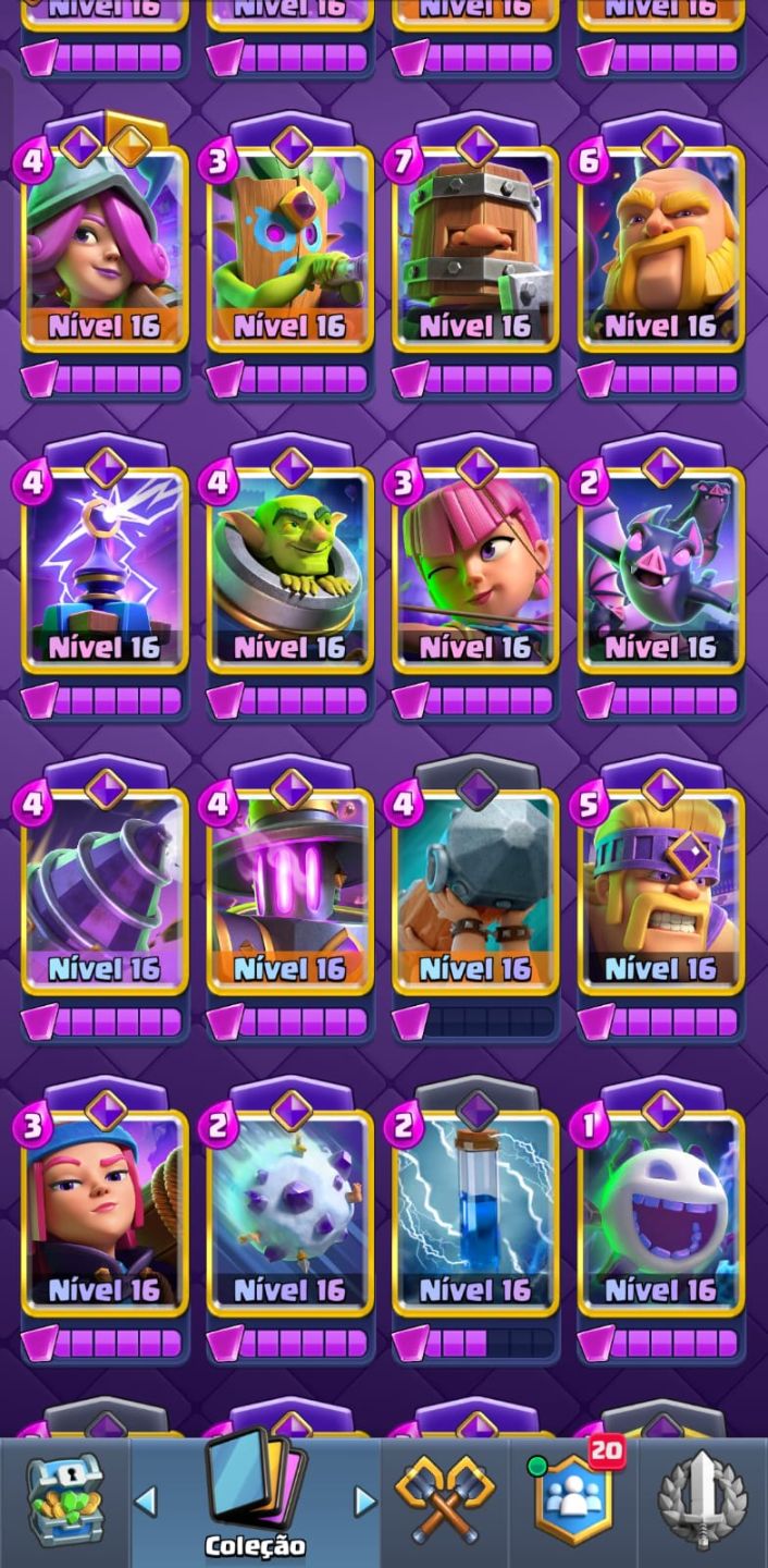 MELHOR CONTA ANUNCIADA! 84/122 CARTAS FULL MAX! QUALQUER DECK DA PRA FAZER!