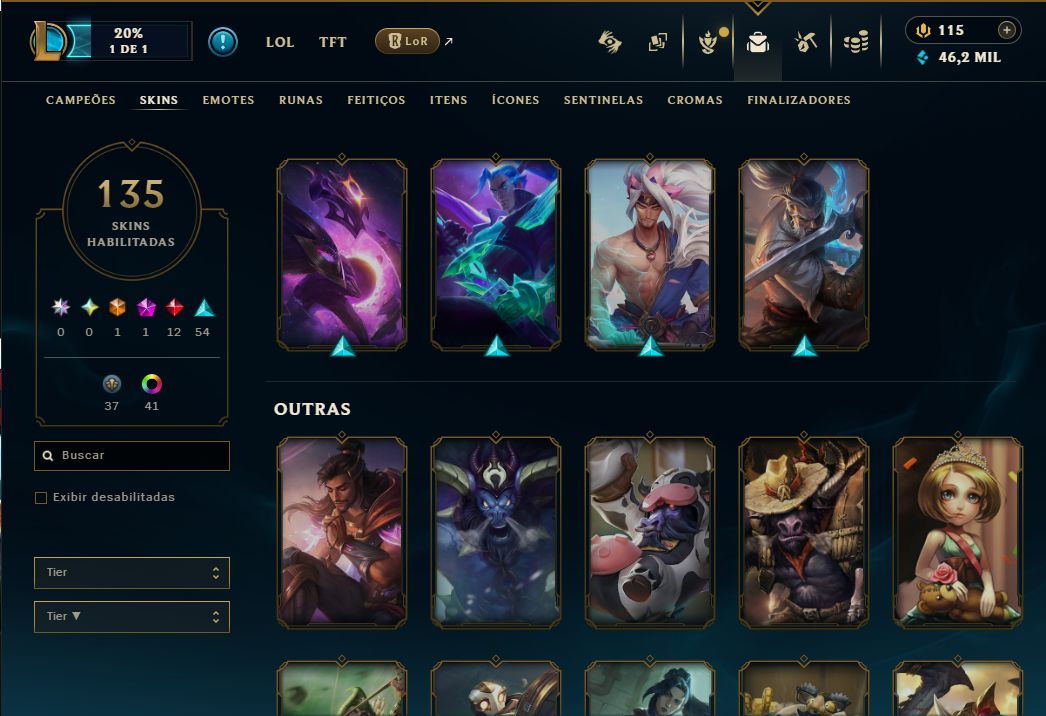Conta League of Legends 10 anos (135 skins)