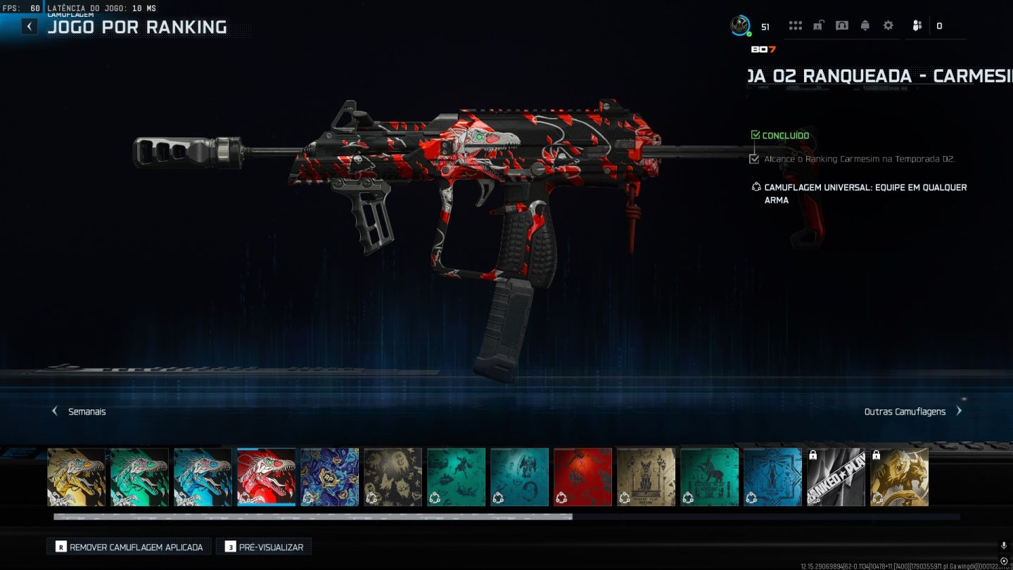 Conta B07/Warzone rank Carmesim