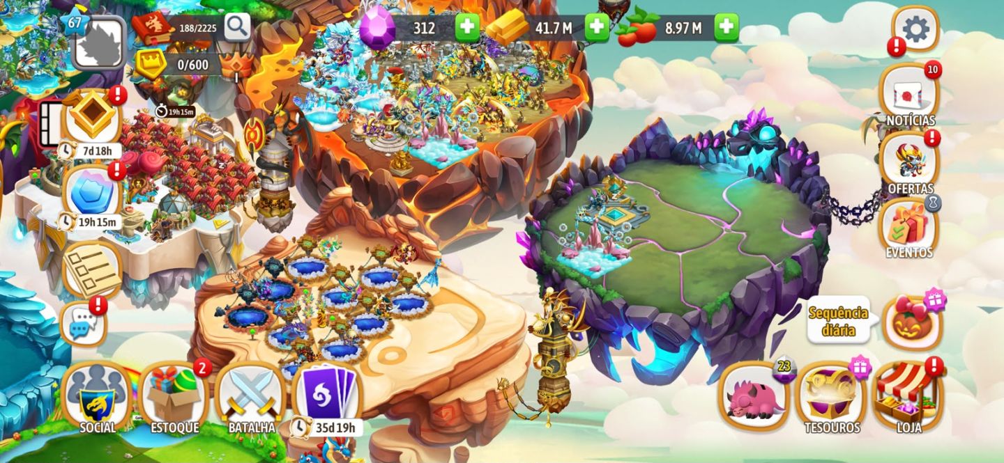 CONTA DRAGON CITY NÍVEL 67 | 5 HERÓICOS (RAINHA BRANCA E2) + TITÃS + 312 GEMAS