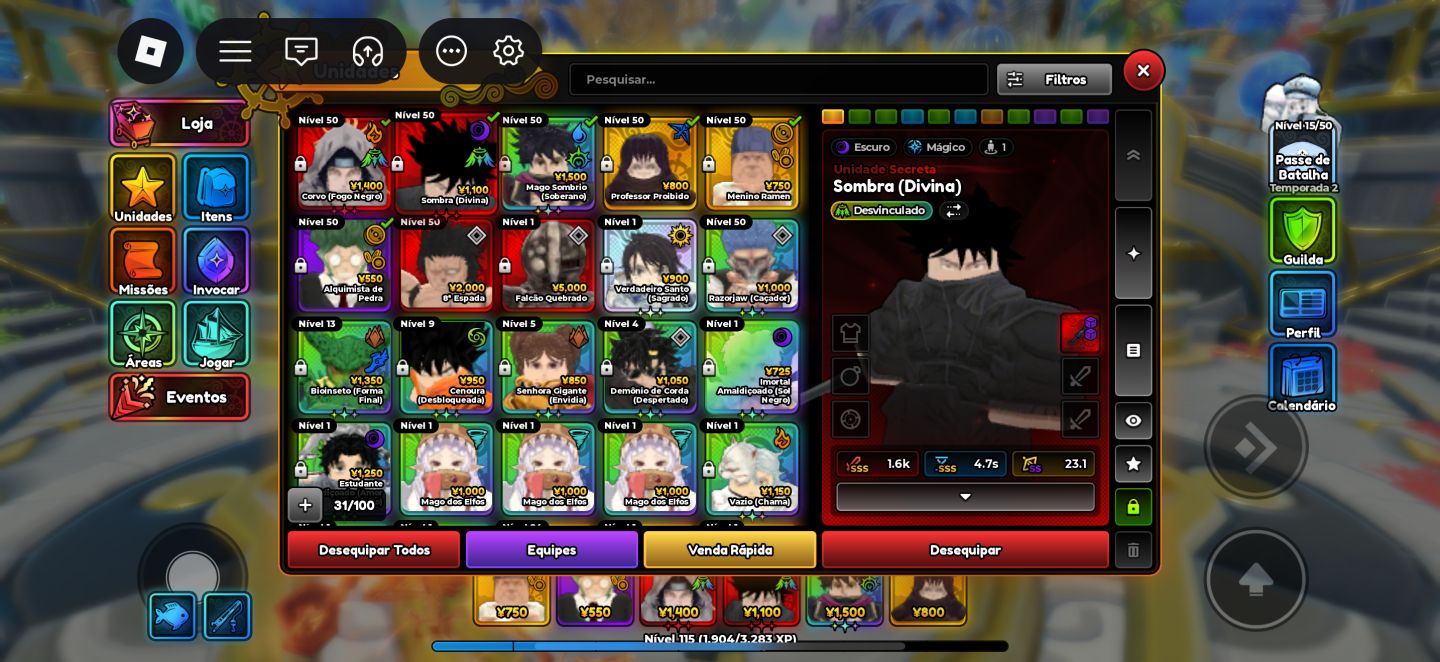Conta com Itachi unbound e Megume Unbound