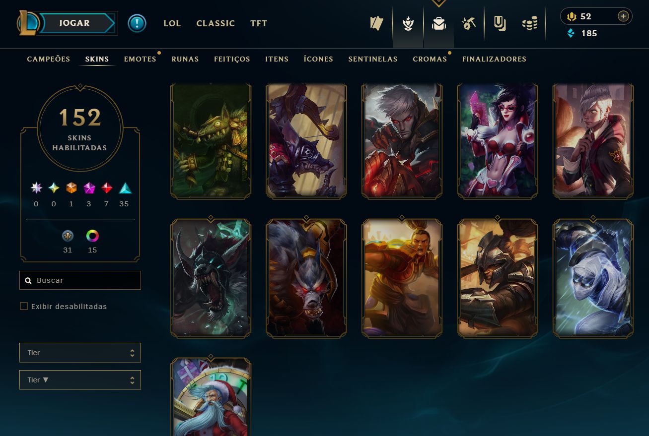 [ACESSO IMEDIATO] 152 Skins 165 Campeões
