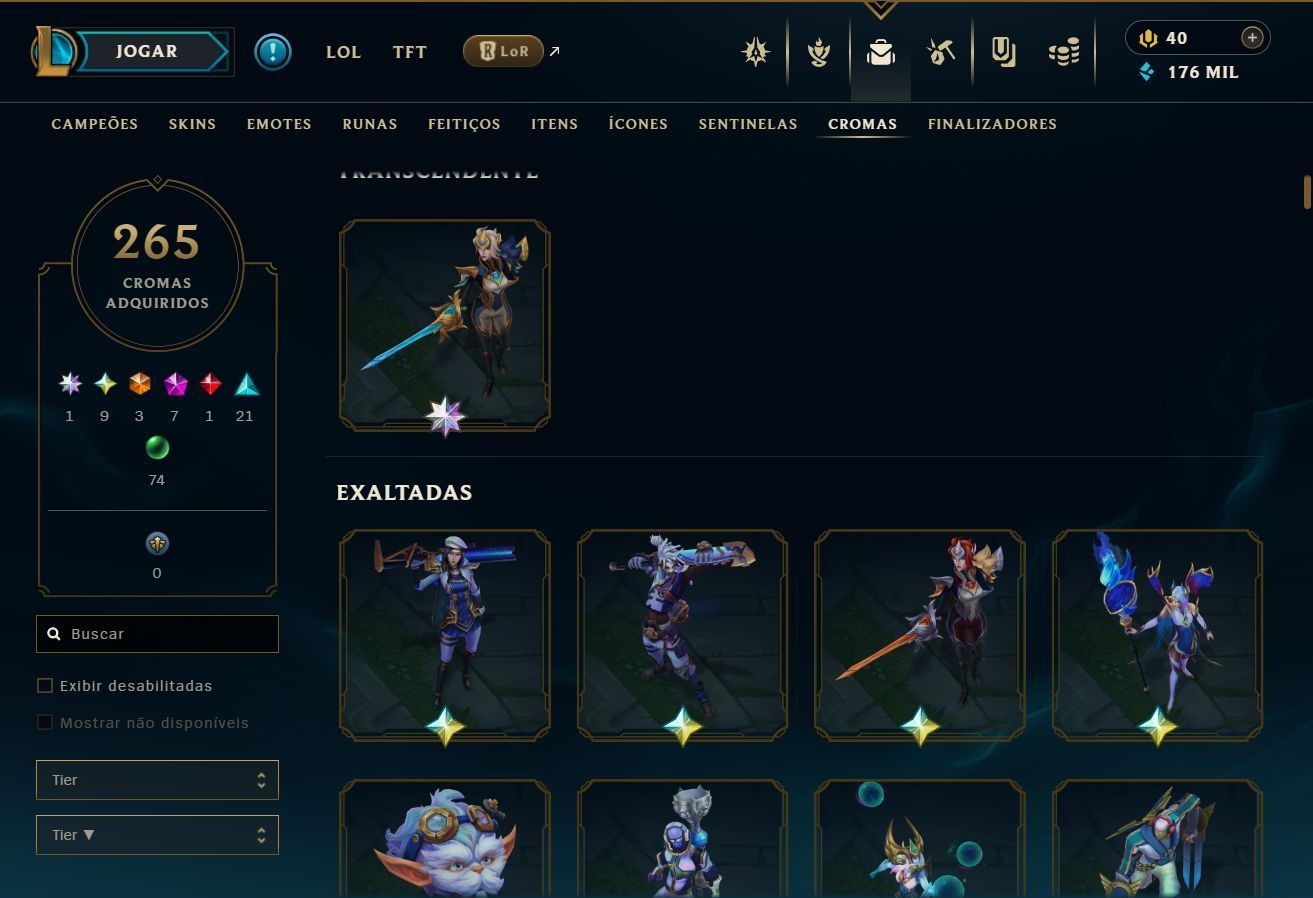 Conta de lol com 1807 skins com bastante skins e-mail de criação full dados