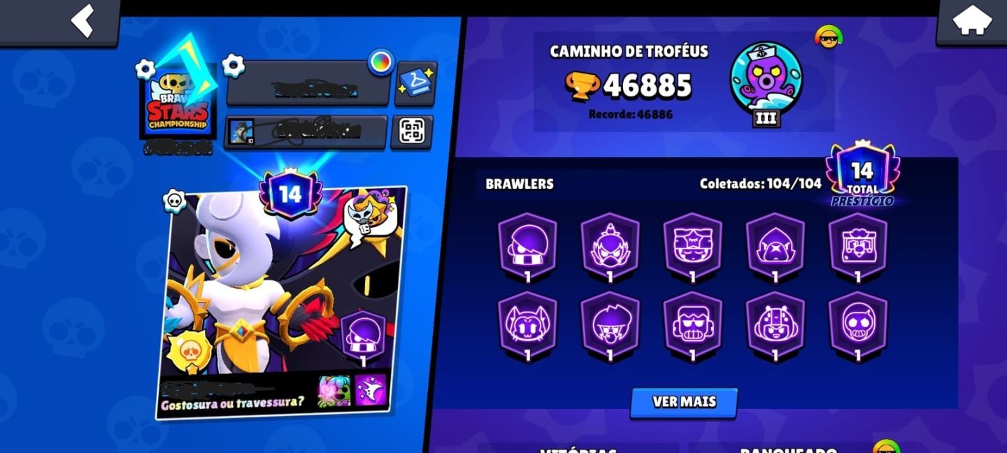 CONTA DO BRAWL STAR CRIADA EM 2018 CONTEM TODOS OS BRAWLERS 46885 TROFEUS!!