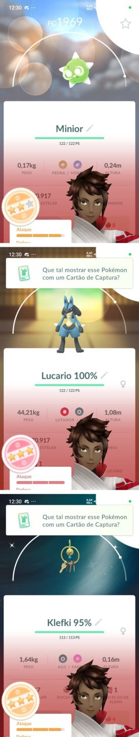 KLEFKI 95% SHINY + LUCARIO 100% + HAWLUCHA 100% - CONTA RARA com uso de fly