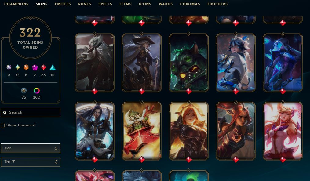 322 SKINS, 183 CHROMAS - CONTA DE LEAGUE OF LEGENDS
