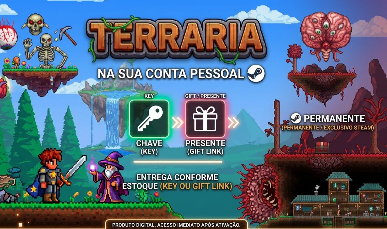 [TERRARIA STEAM] NA SUA CONTA PESSOAL | PRESENTE/KEY - MELHOR PREÇO DA GGMAX -