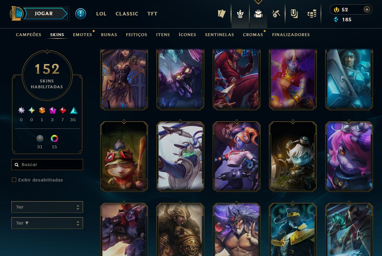 [ACESSO IMEDIATO] 152 Skins 165 Campeões