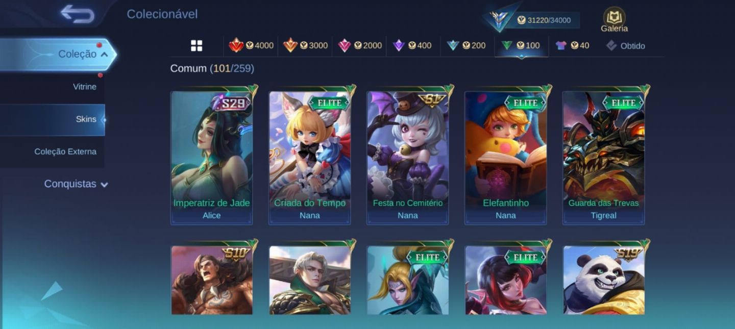 Conta NÍVEL COLECIONADOR MLBB - MOBILE LEGENDS
