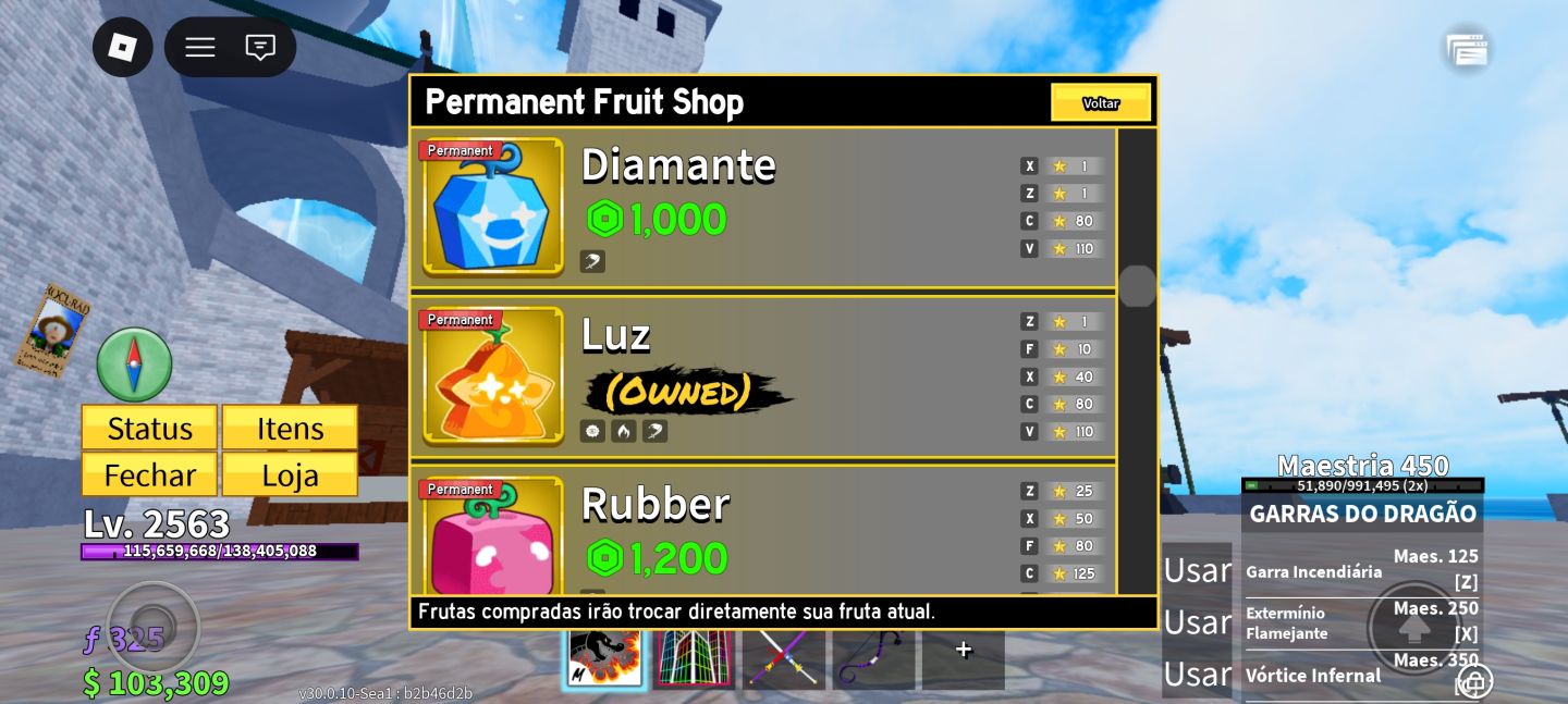 BLOX FRUITS LVL 2550+ | DARK BLADE + 3 PERMANENTES + 3 GAMEPASSES + CYBORG V3 |