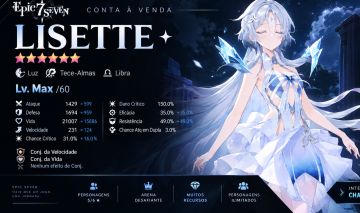 EPIC SEVEN - CONTA COM LISETTE E MUITOS OUTROS ML