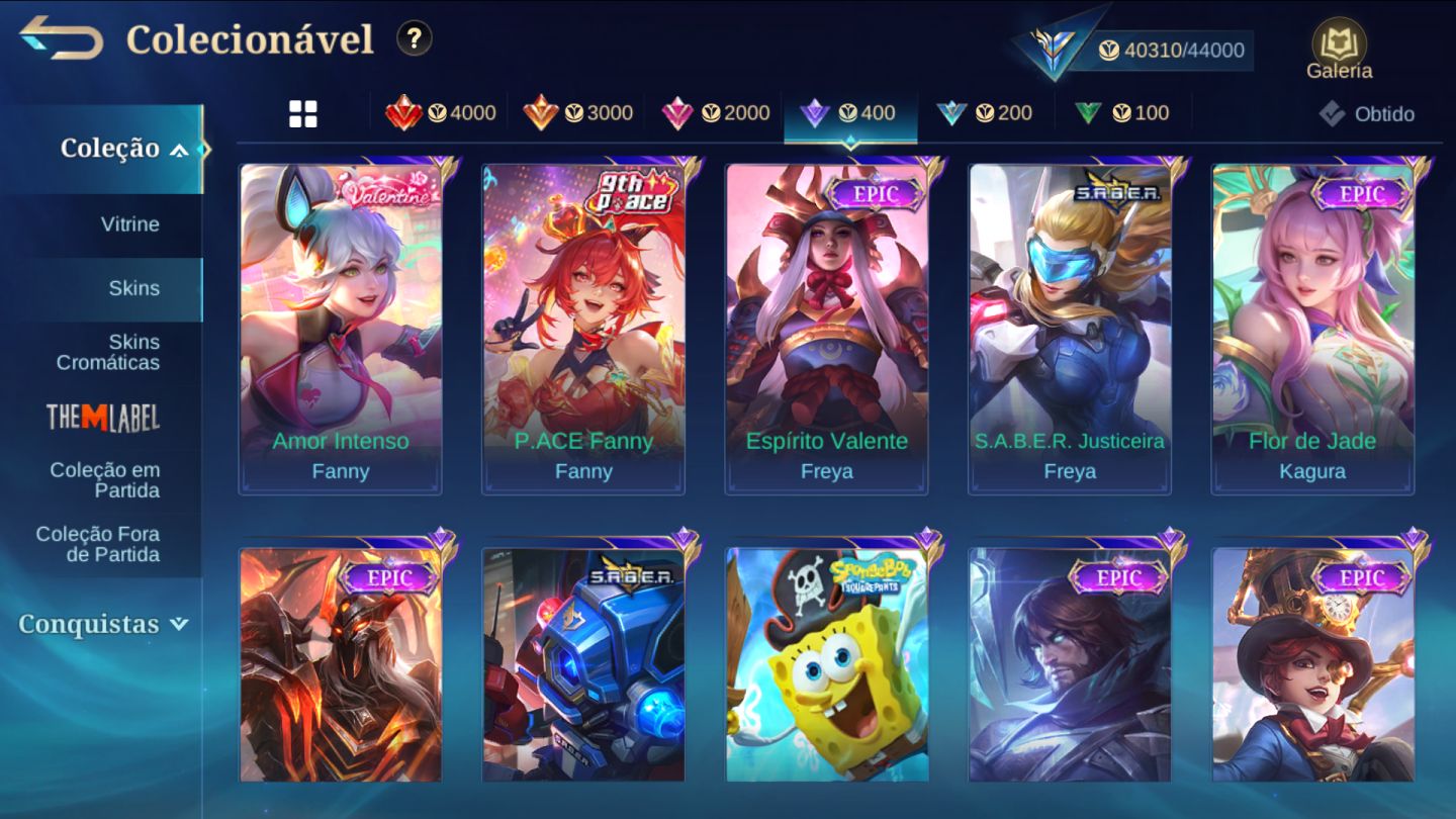 CONTA MOBILE LEGENDS GEMADA COM MUITAS EPICAS