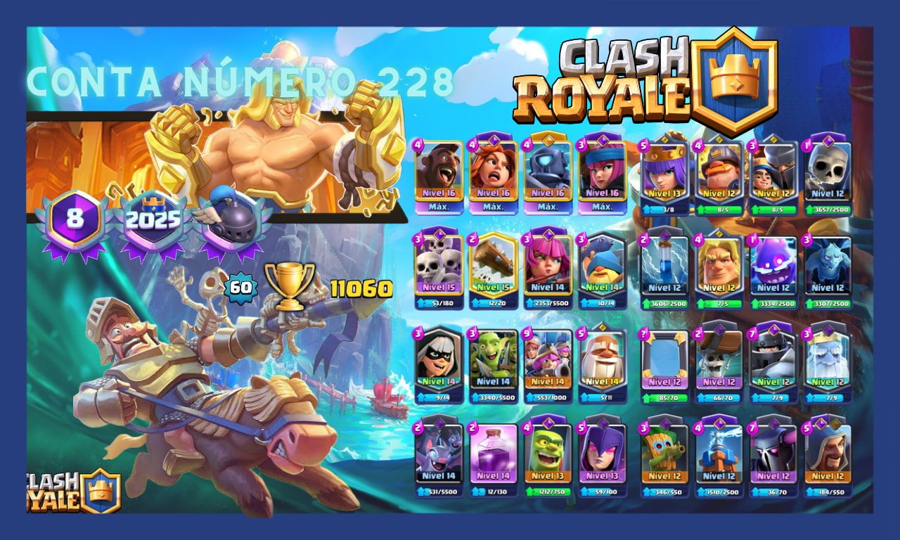 Contas de clash Royale upadas com cartas bem encaminhadas e com Vários troféus.