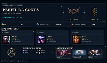 CONTA FERRO 1 / 92 SKINS / NIVEL 168 / HONRA 3 / 123 CHAMPS / EMAIL ALTERAVEL