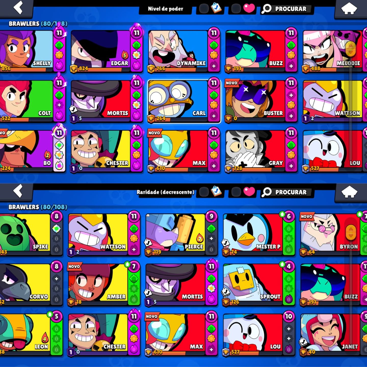CONTA DE BRAWL STARS 15.7K DE TROFEUS |80 BRAWLERS | 4 SKIN DE HIPER