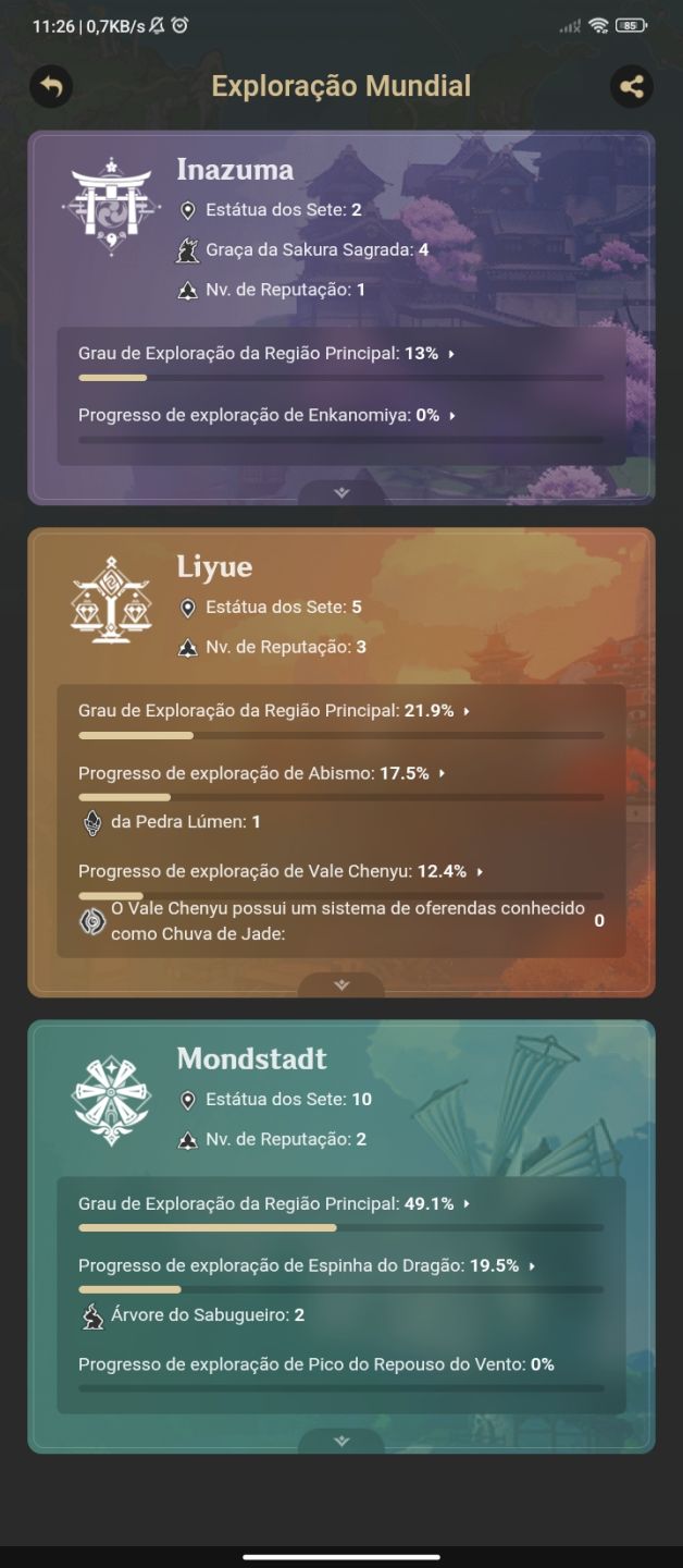 Conta genshin ar 55/valor negociável.