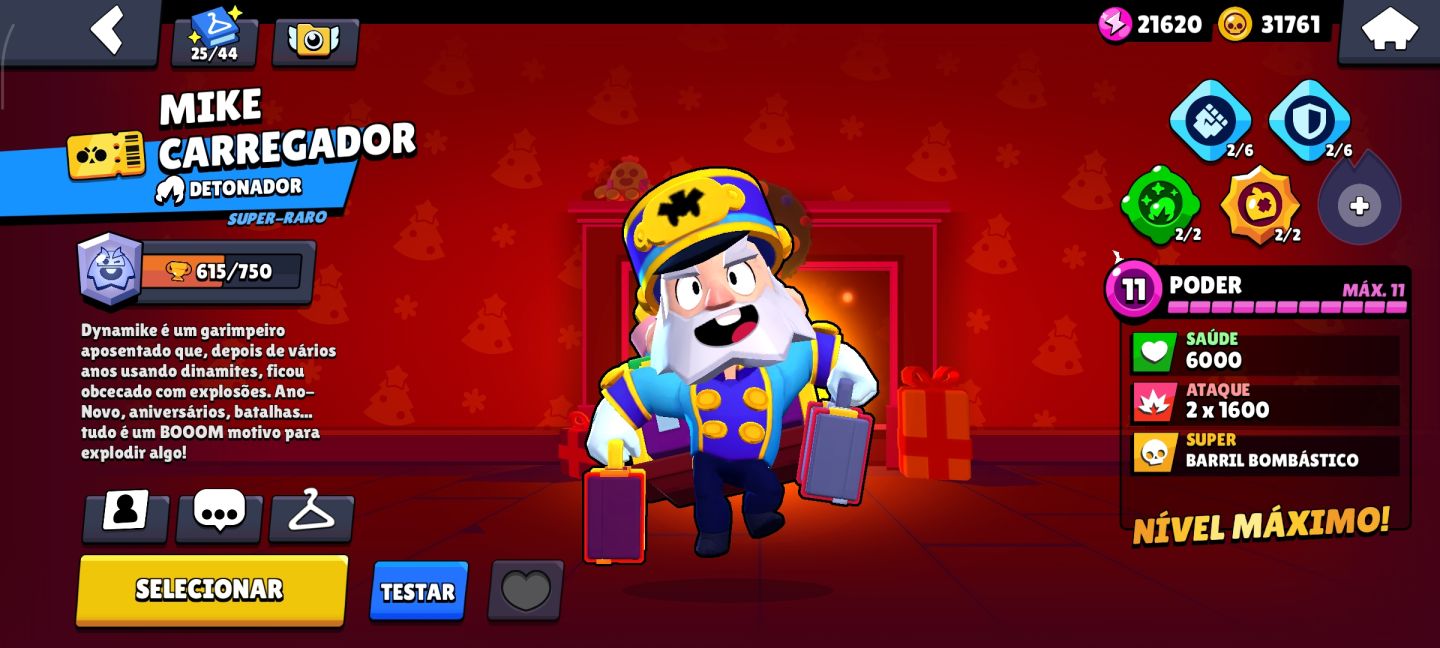 Conta de brawl Star com Colt desafiante entre outras skin raras
