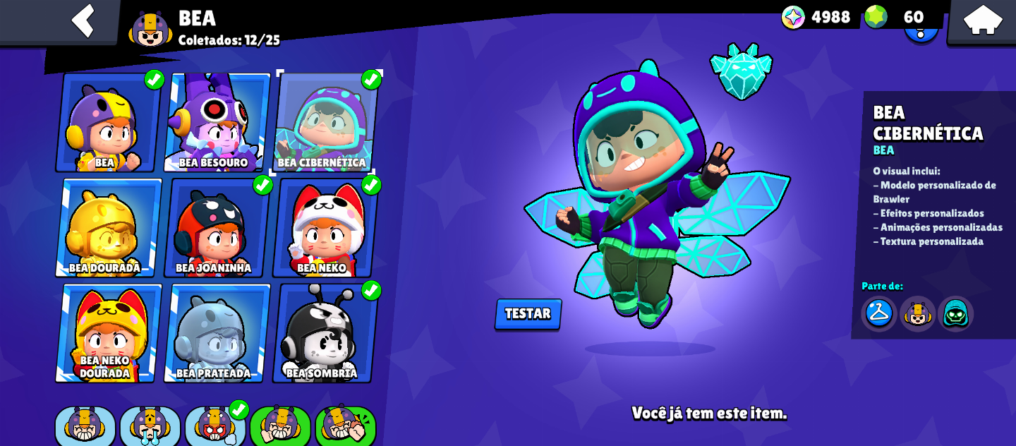 CONTA BRAWL STARS GEMADA COM VÁRIAS SKINS VALIOSAS