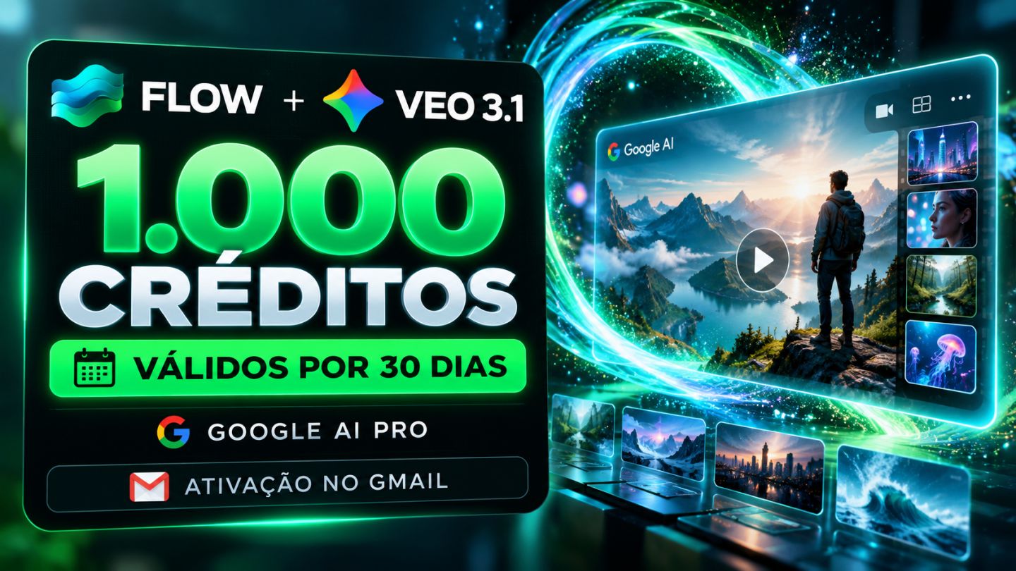 GOOGLE FLOW 1000 CRÉDITOS | VEO 3.+ GEMINI PRO + 30 DIAS + ATIVAÇÃO NO GMAIL
