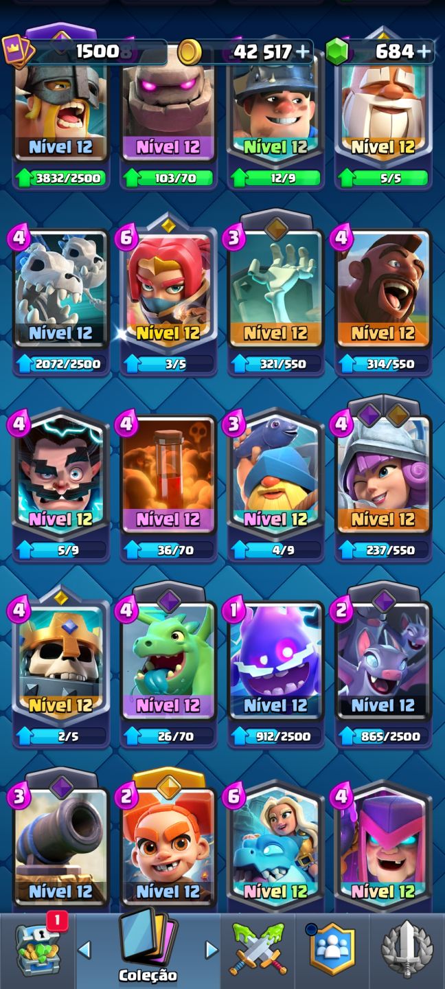 Conta de clash royale top 9533 Troféus 123/124 cards