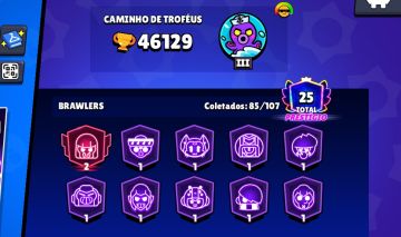 CONTA BRAWL STARS 46K TROFÉUS - 85 BRAWLERS + PRESTÍGIO 25