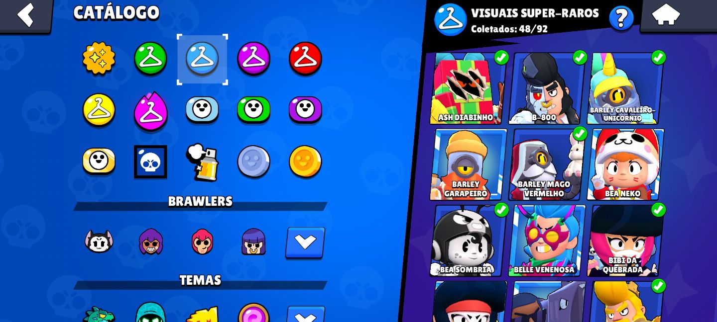 BRAWL STARS CONTA DE 90K / 48 RANK 35 / 14/15 PASSES /+ DE 100 SKINS