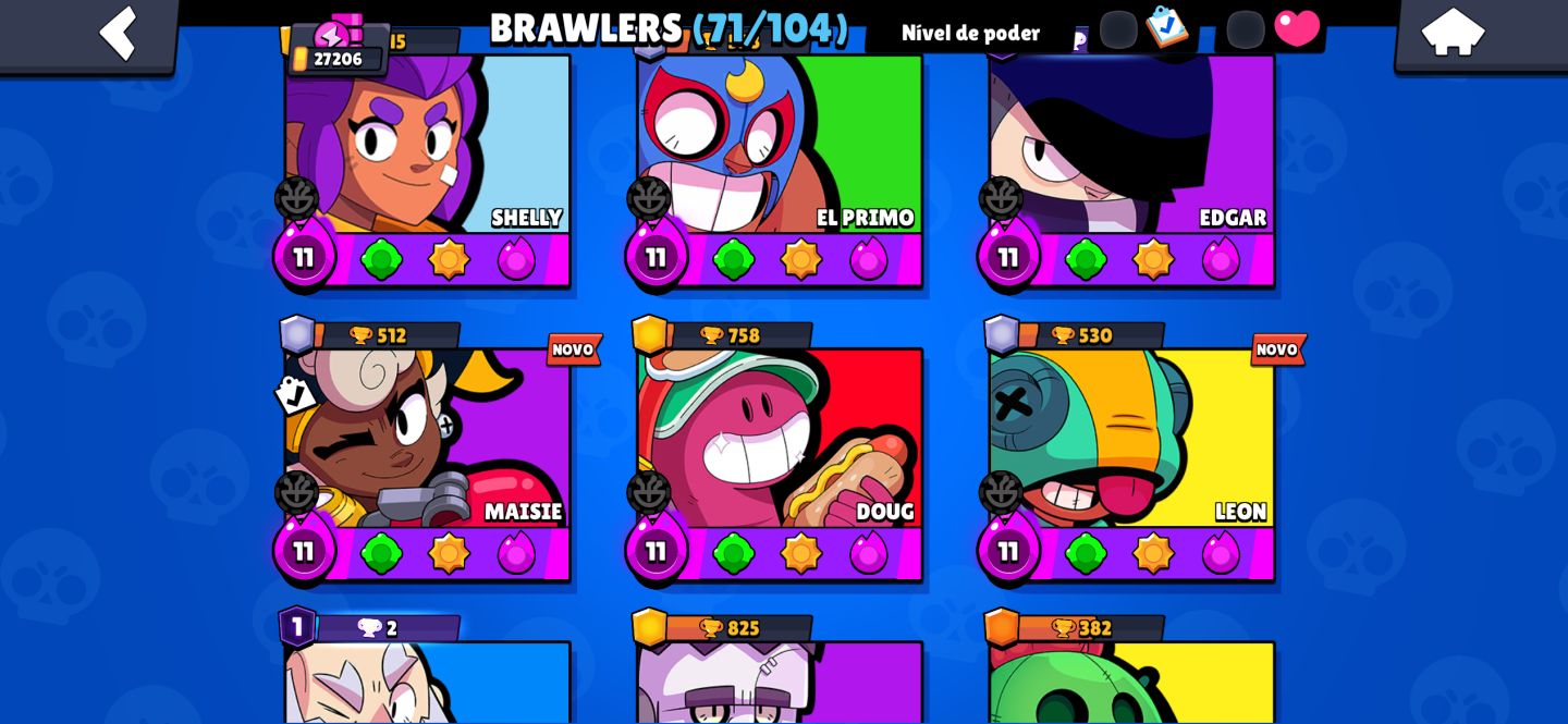 Conta Brawl Stars evoluída (27k+ de troféus, 3 prestígios, diversas skins raras)
