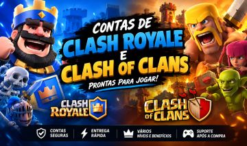 CONTA 2 EM 1! CLASH ROYALE FULL EVOSMÁXIMO+CLASH OF CLANSCV11 MAX5500+GEMAS